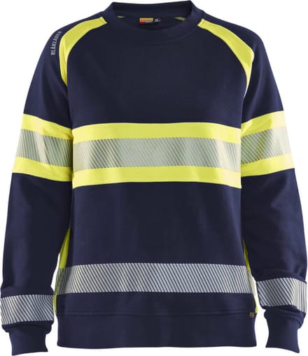 Blaklader 3409-1158 Dames Sweatshirt High Vis - Marine/High Vis Geel - M
