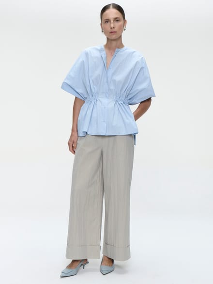 Hiroko cotton mix blouse | Light Blue - Light Blue / XS/S