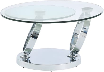 Vente-unique Salontafel met draaiblad JOLINE - gehard glas en metaal