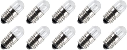 Signaallamp E10 12V 2W - 166 mAh - 10 stuks - T9 Gloeilamp Ø9mm - 23mm - 2500K - Dimbaar