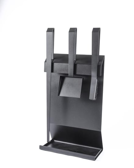 Haardset 3-delig - Deens Design - zwart - bezem - pook - schep - Edge Stand - houtkachel