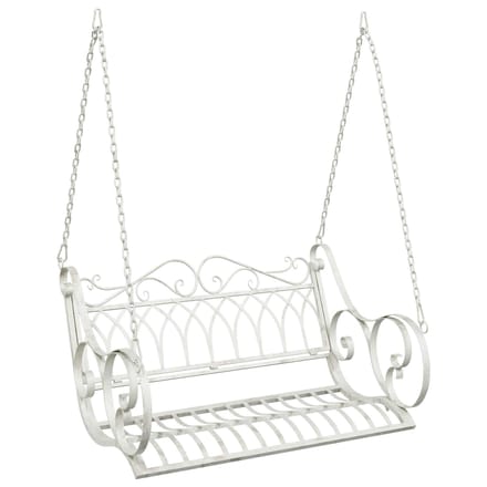 vidaXL - Schommelbank - Staal - 109 - x - 75 - x - 59 - cm - Antiek - wit