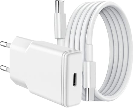 USB C Adapter 20W snellader met (1m) USB C naar USB C kabel