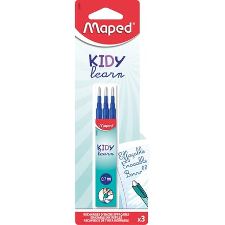 Balpenvulling Maped Kidy uitwisbaar medium blauw blister à 3 stuks