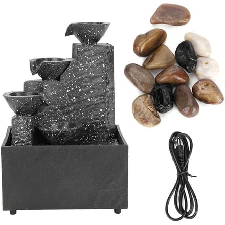 Desktop USB Waterfontein Ornament Handwerk voor Binnen Huis Kantoor Tafeldecoratie black