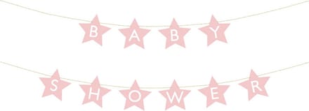 Partydeco - Babyshower banner sterren roze (2,9 mtr)