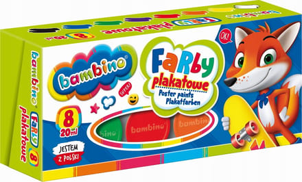 Bambino Plakkaatverf Set - 8 Kleuren, 20ml per potje