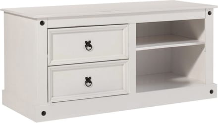 Mexico|Lowboard met 2 laden en 2 open vakken in Pine White