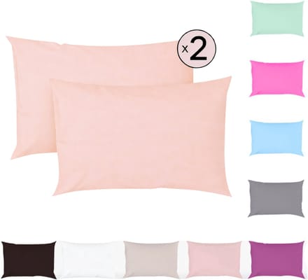 Tavas Kussenslopen - 60 x 70 cm - Poederroze - Set van 2 - 100% Katoen - Hotelkwaliteit - Kussensloop met Rits