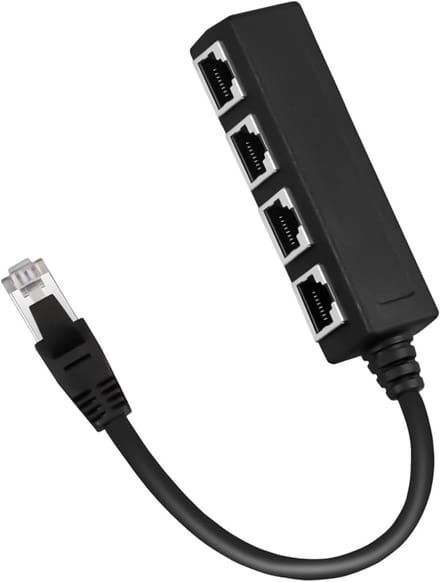 Ethernet Splitter - Netwerk Hub - Internet Verdelen - Compact Ontwerp - 1 Naar 4 Poorten - Enkel