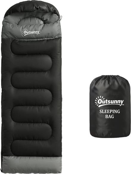 Outsunny slaapzak - Polyester, katoen - 215 x 75 x 10 cm - Zwart