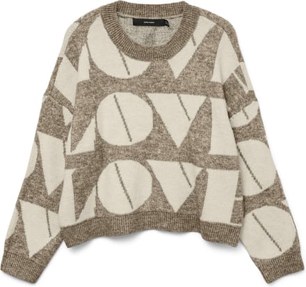 Vero Moda Trui Vmlove Ls O-neck Pullover Boo 10331432 Silver Mink/birch Dames Maat - M