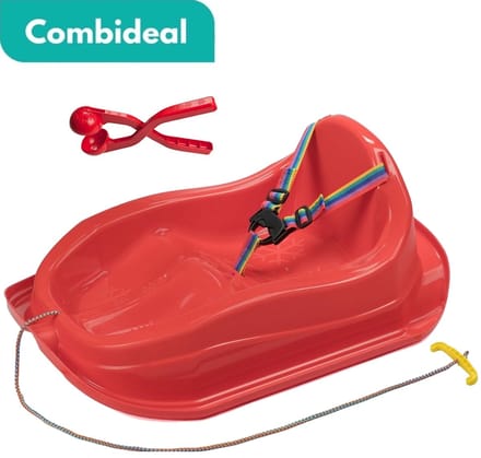 Tuilana ® - COMBIDEAL - Babyslee - Sneeuwslee - Met sneeuwbalknijper - Plastic slee baby / peuter - Rood