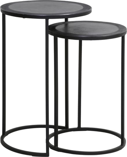 Light & Living Bijzettafel Talca - Antiek Lood Edge - Ø40+Ø35 - Luxe