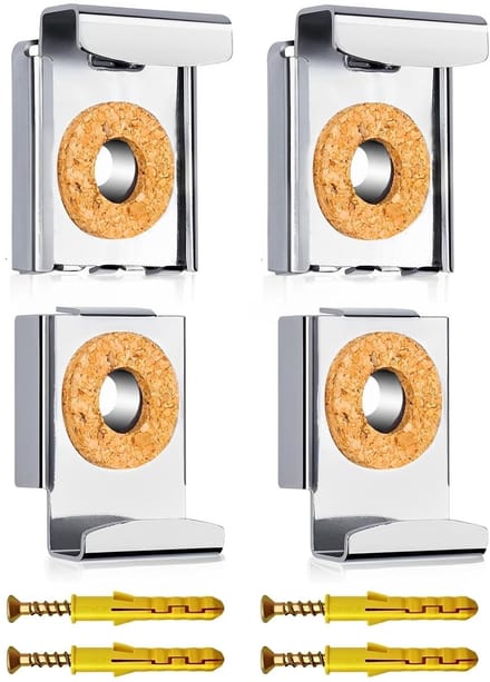 Set van 4 verstelbare spiegelhouders met kurkbescherming