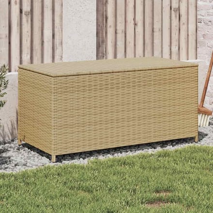 vidaXL - Tuinbox - met - wielen - 190 - L - poly - rattan - gemengd - beige