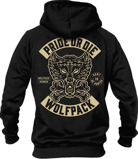 PRIDE or Die Wolfpack Hoodie Sweater Zwart - S