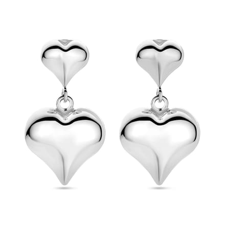 Zilver Gerhodineerd Oorhangers Hart 35 Mm 1339123