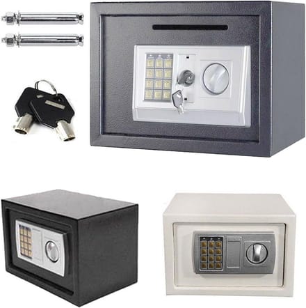 Digitale Elektronische Kluis - Veiligheidskluis - Waardevolle Spullen - Toegangscode & Sleutel - 4.6 Liter - Zwart