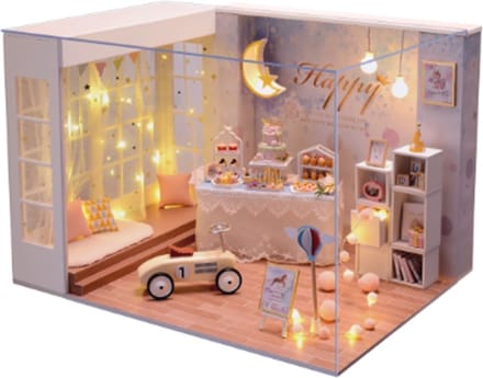 Miniatuurhuisje - bouwpakket - Miniature scene - verjaardag scene - woonkamer