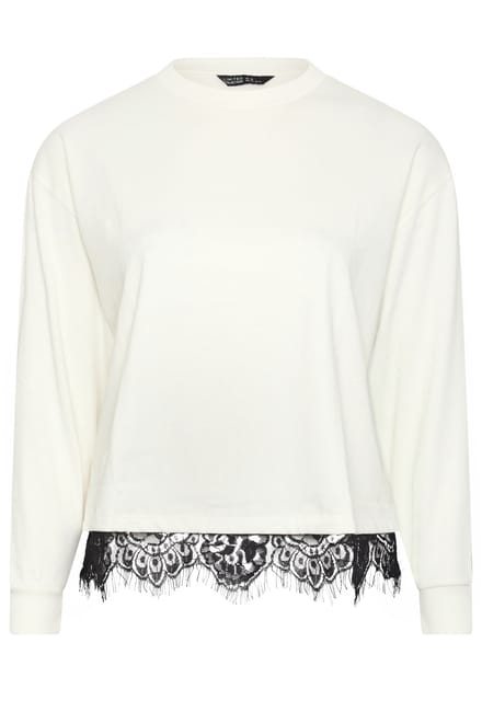 Limited Collection Crème Sweatshirt Met Kanten Zoom Size 48