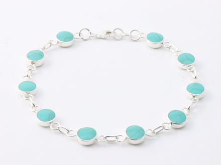 Hoogglans zilveren armband met groene turkoois