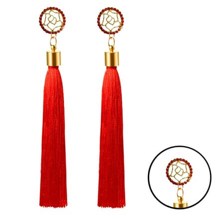 Fako Bijoux® - Oorbellen - Kwast - Roos Strass - Rood