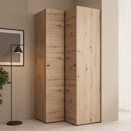 Meubella - Nouran - Kledingkast hoek - Eikenpatroon - 95x90x208 cm