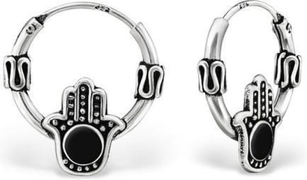 Montebello Oorbellen Calista - 925 Zilver Geoxideerd - Fatima - ∅12mm