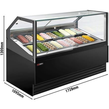GGM Gastro Eistheke THEO - 1736mm - Umluft - für 18x 5 Liter Eisbehälter - Schwarz