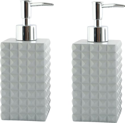 MSV Zeeppompje/dispenser - 2x - Kubik - kunststeen - wit - 7 x 17 cm - 270 ml