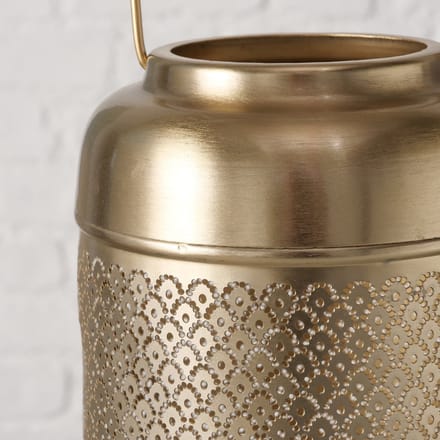 Windlicht - Metaal - 41cm - Ø 15cm - Goud - Aziatische/Oosterse designelementen - Handgemaakt