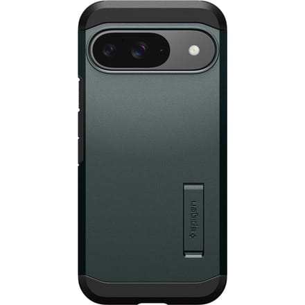 Spigen Tough Armor Hoesje Geschikt voor Google Pixel 9 / 9 Pro - Back Cover met Kickstand Groen