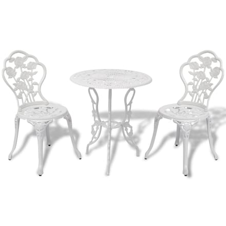 vidaXL - 3-delige - Bistroset - gietaluminium - wit