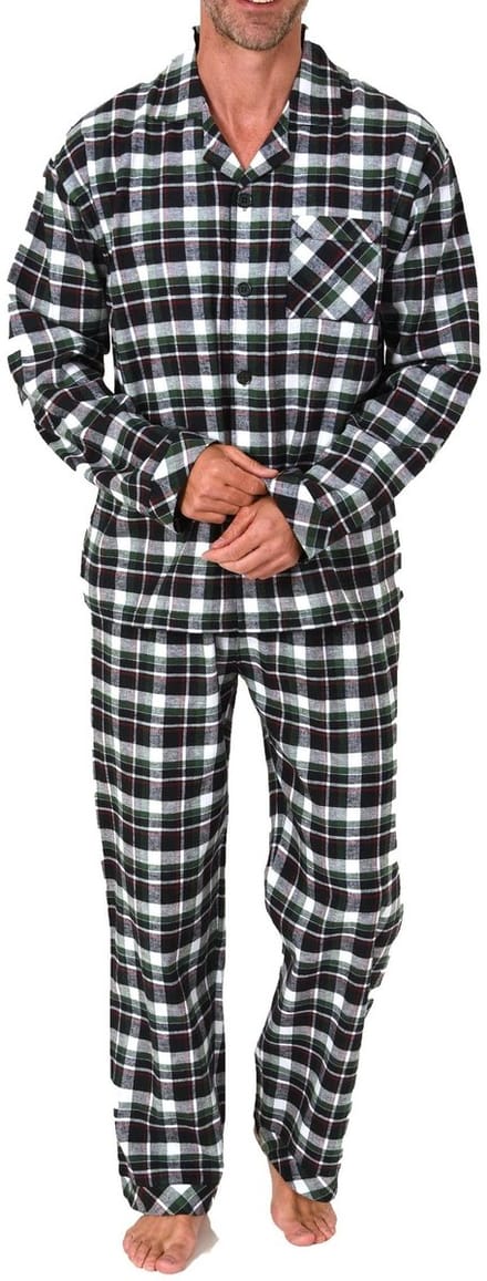Normann herenpyjama van flanel in een elegante geruite look - ook in grote maten