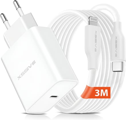 Snel Oplader met Lange 3 Meter geschikt voor Apple Lightning Kabel - Xssive Origineel