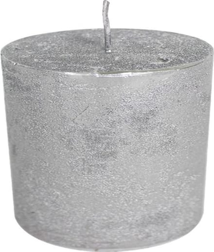 Zilverkleurige Stompkaars (10 x 10 cm)