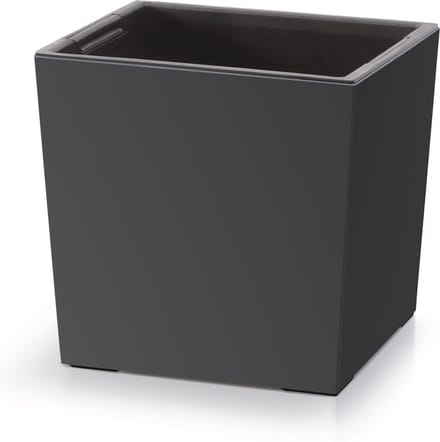 Prosperplast - Vierkant Bloempot met inzet - 29,5 cm x 29,5 cm x 29 cm - Antraciet