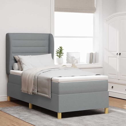 vidaXL - Boxspring - bed - met - matras - Lichtgrijs - 200 - x - 90 - cm - Stof
