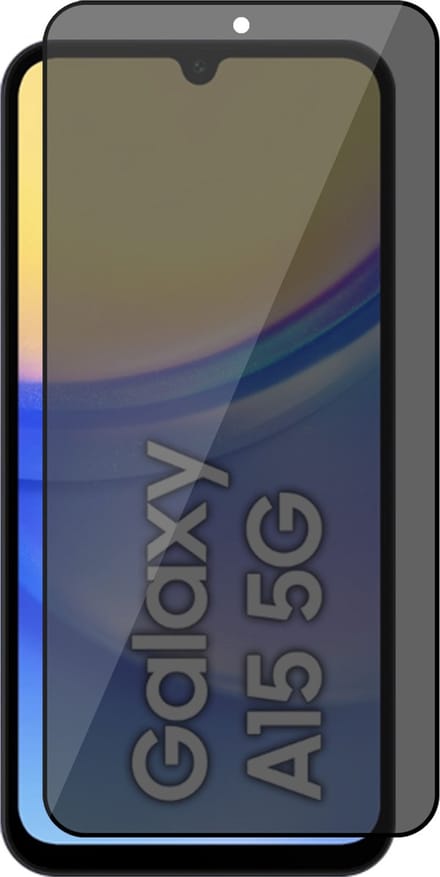 Privacy Screenprotector geschikt voor Samsung Galaxy A15 - Volledig Dekkend Glas Screen Protector
