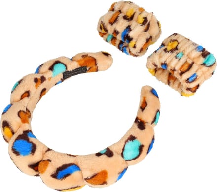 Haarsoires Haarband Diadeem 4cm – Beauty Set – Polsbandjes - Panterprint – Bruin