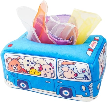 Cuhostki - 1 Stuks - Vroegonderwijs Kalmerend Speelgoed - Speelgoed Tissuebox Blauwe Auto - Blauw - Sensorische Ontwikkeling - Montessori
