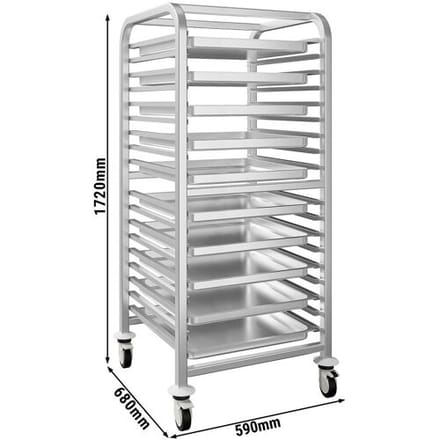 GGM Gastro Tablettwagen - für 17 Tabletts GN 2/1 - mit leisen Rollen Zilver