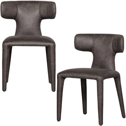 WOOOD Permit Eetkamerstoelen - Leerlook - Zwart/Grijs - Set van 2