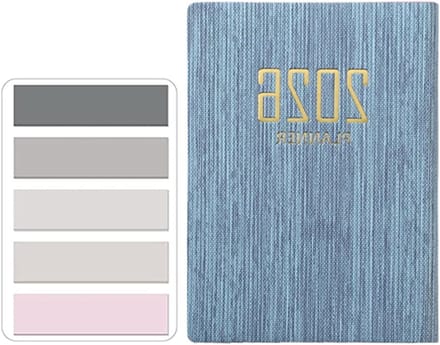 Mini Pocket Diary 2026 met PU Textuur, 128 Pagina's Dagelijkse Planner, A7 Agenda met Morandi Sticky Tabs en Handzaam Formaat voor Efficiënte Planning