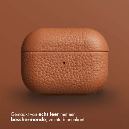 Accezz Echt Leren Case - Hoesje geschikt voor AirPods Pro - Cognac