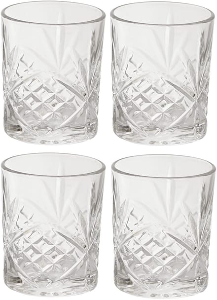Cook Concept Cocktail Drinkglazen - Luxe relief - transparant - glas - set 4x stuks - 300 ml