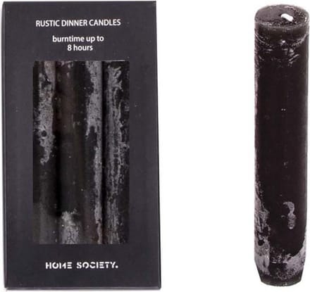 Home Society - Dinerkaarsen - Set/6 - 2.5 x 14 cm - Zwart