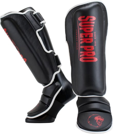 Super Pro Combat Gear Scheenbeschermer Protector SE Zwart/Rood/Wit Extra Small