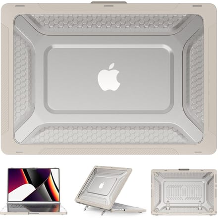 Turtle Shift Laptopcover Shield geschikt voor MacBook Pro 16 inch 2021 / 2023 M3 / 2024 M4 / 2026 M5 - Beige